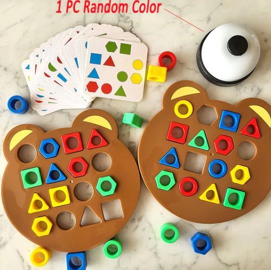 Early education puzzle color knowledge geometric shape pairing Montessori education building blocks parent-child interaction battle sense integration board game