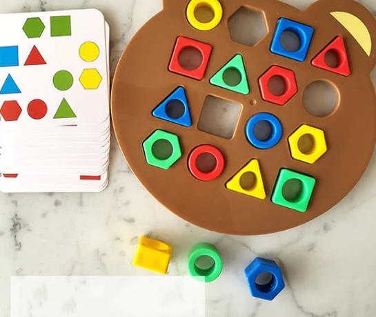 Early education puzzle color knowledge geometric shape pairing Montessori education building blocks parent-child interaction battle sense integration board game